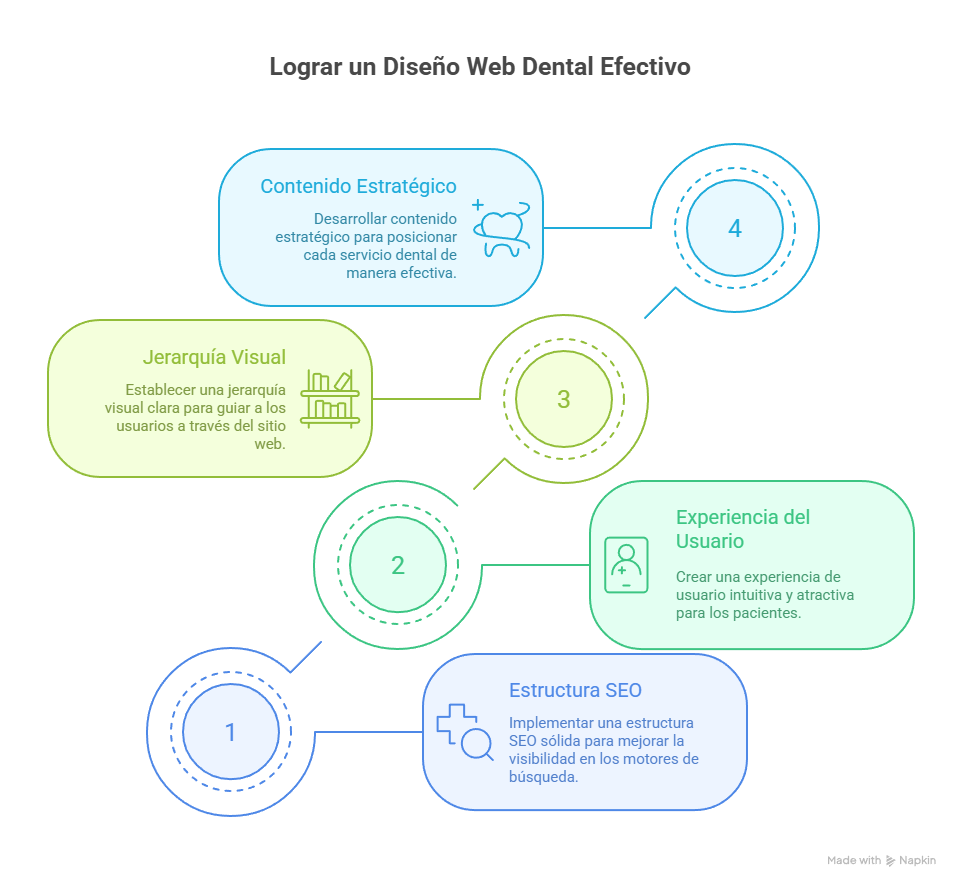 infografía sobre diseño web clínica dental con estructura SEO efectiva