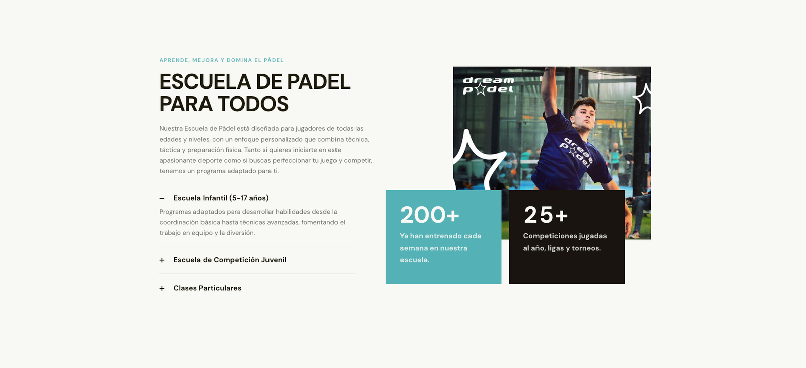 Captura histórica de una página interior del sitio Dream Pádel