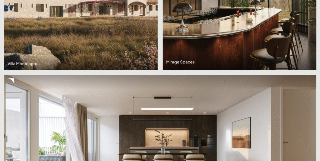 Portfolio de visualización arquitectónica — diseño web para estudios de arquitectura