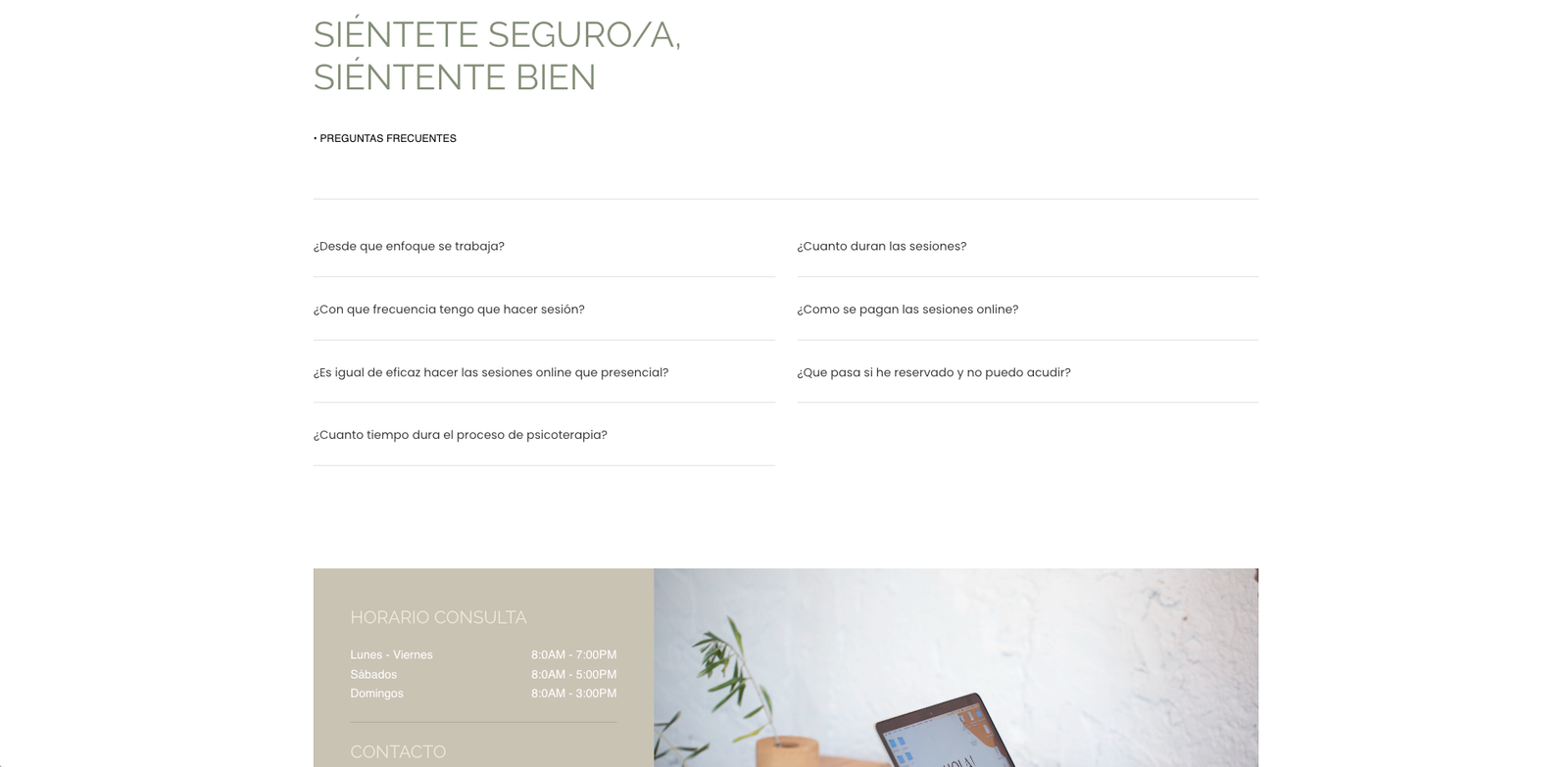 Sección de preguntas frecuentes de la web de Balma Psicología