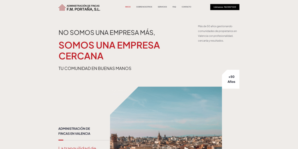 Página web profesional para administración de fincas en Valencia desarrollada por 14soles®

