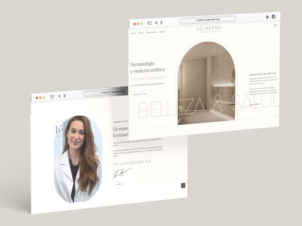 Diseño web de la clínica dermatológica LG Derma, especializada en dermatología y medicina estética en Madrid
