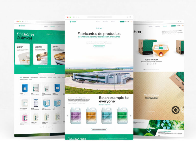 Diseño web profesional para Quimxel, fabricantes de productos de limpieza, higiene y desinfección profesional