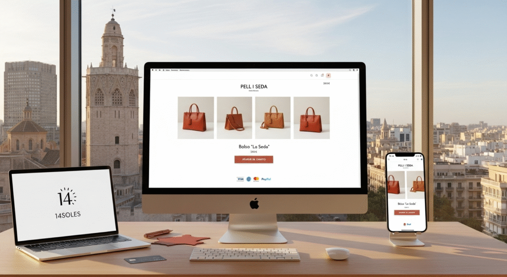 Ejemplo de diseño de tienda online en Valencia para marca de bolsos artesanales