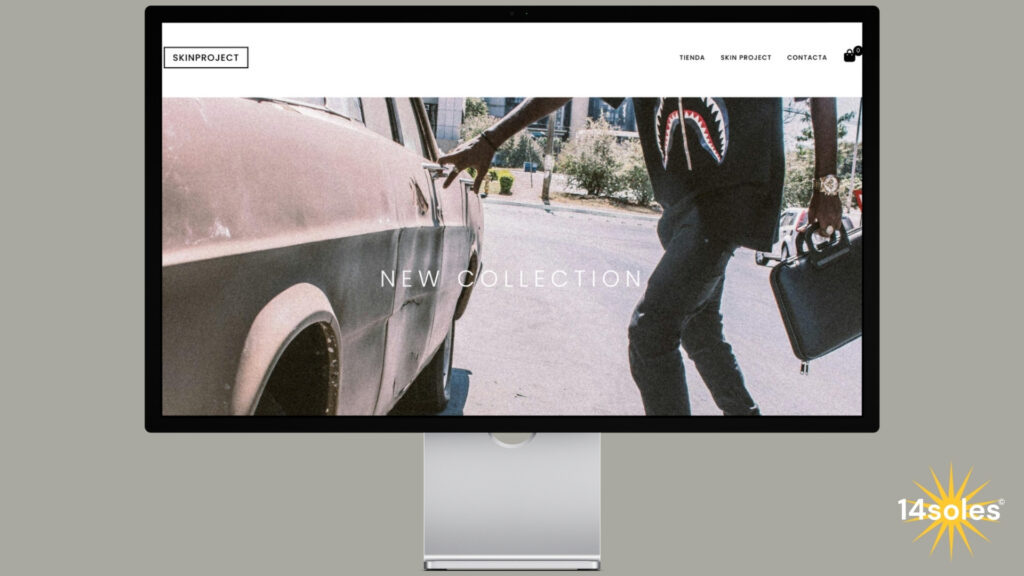 Diseño web de tienda online para marca urbana Skin Project, con enfoque visual minimalista y navegación optimizada.