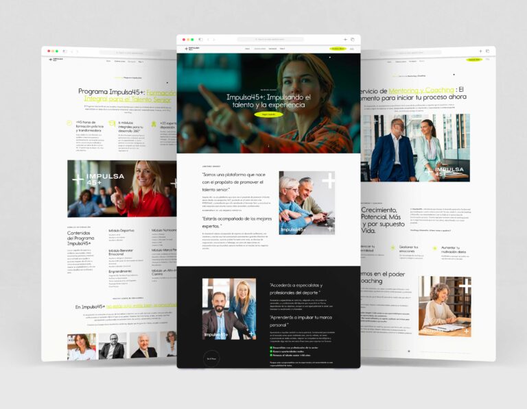 Diseño web minimalista para portal de formación Impulsa45 en Valencia