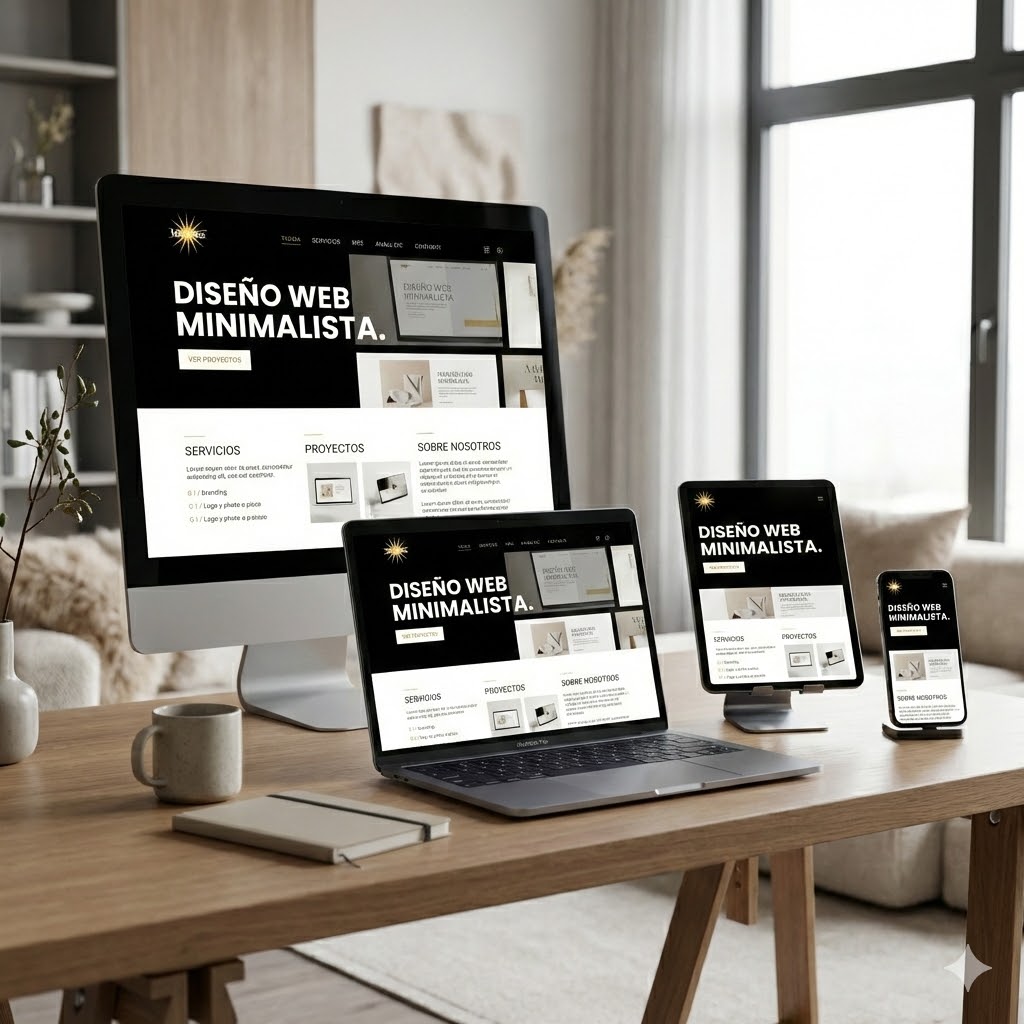 jemplo de diseño web minimalista adaptable a todos los dispositivos