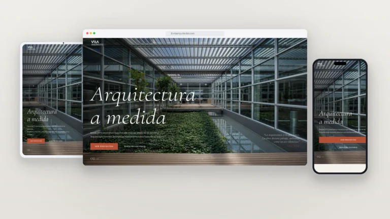 Diseño web Vila Arquitectes Valencia - Mockup multipantalla con fondo piedra sin cortes y márgenes simétricos