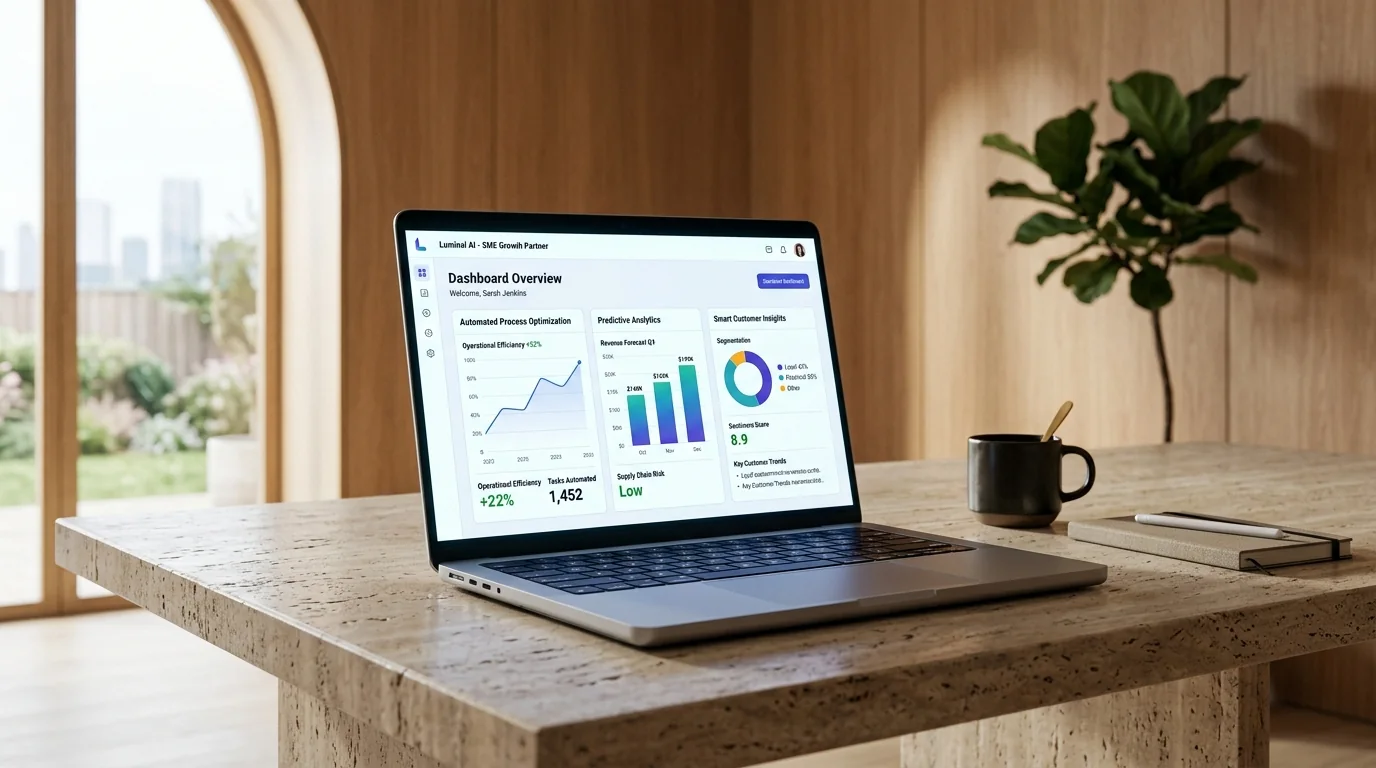 Mockup de caso de uso de inteligencia artificial y optimización de procesos para pymes