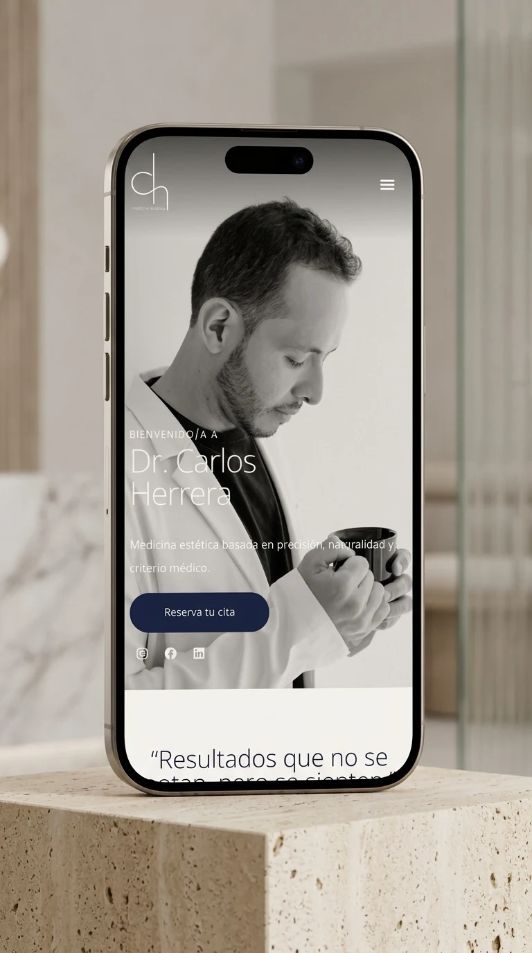 Mockup vertical iPhone 15 Pro de Dr. Carlos Herrera para el proceso de diseño web