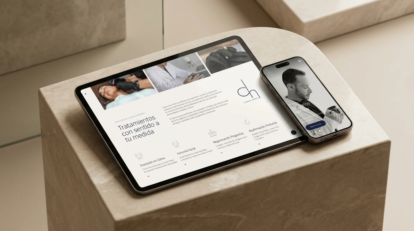 Mockup multidispositivo iPhone y iPad de diseño web medicina estética Dr. Carlos Herrera
