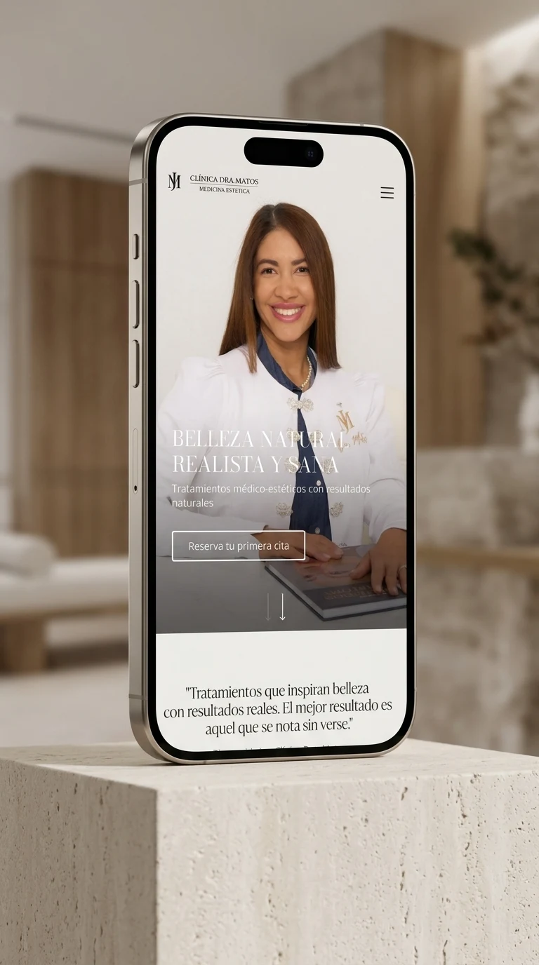 Mockup vertical iPhone 15 Pro de Dra. Matos para el proceso de diseño web
