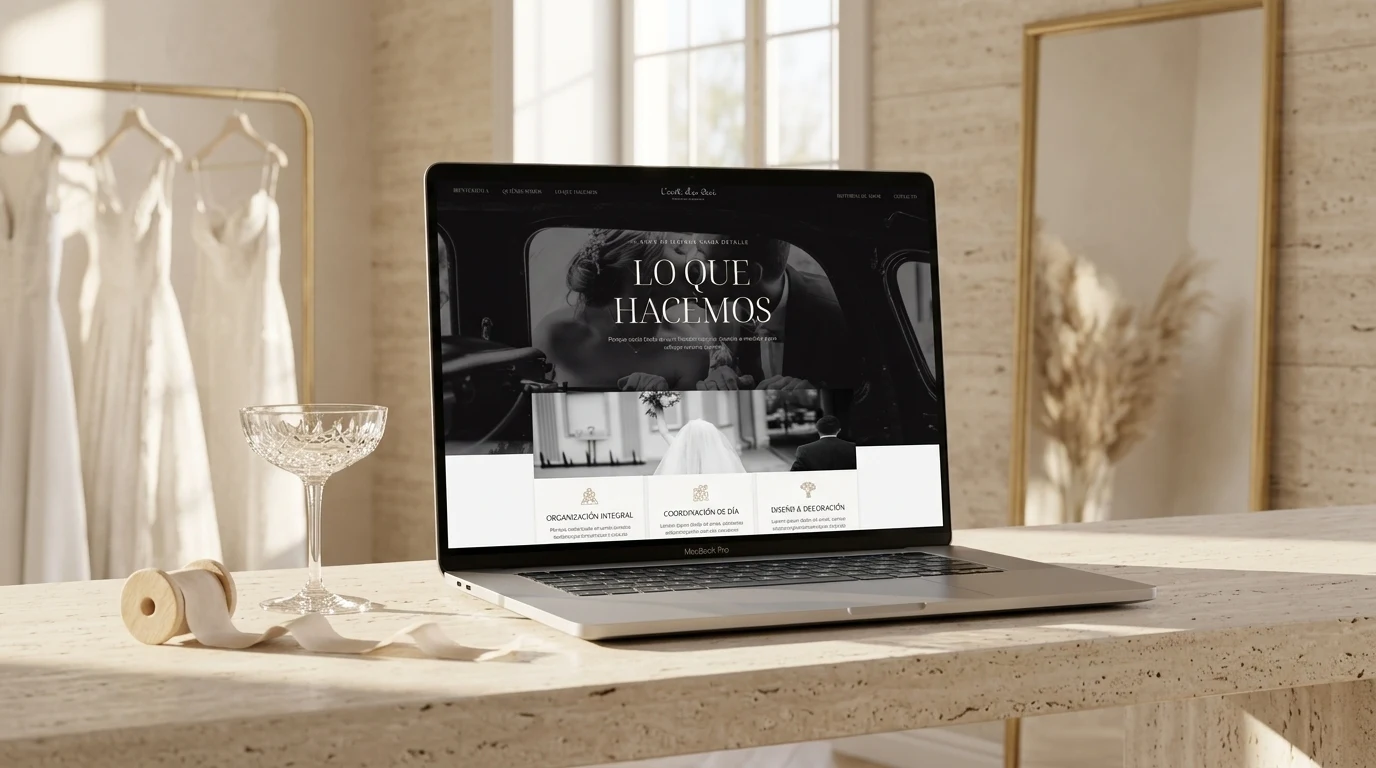 Showcase servicios de wedding planner L’art du Oui en MacBook Pro atelier nupcial