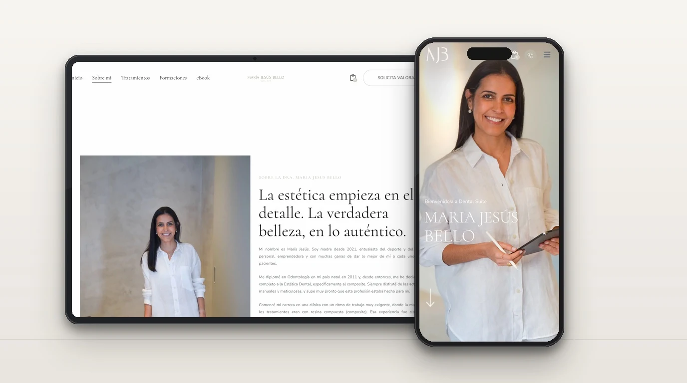 Diseño web estética dental Valencia en tablet y smartphone