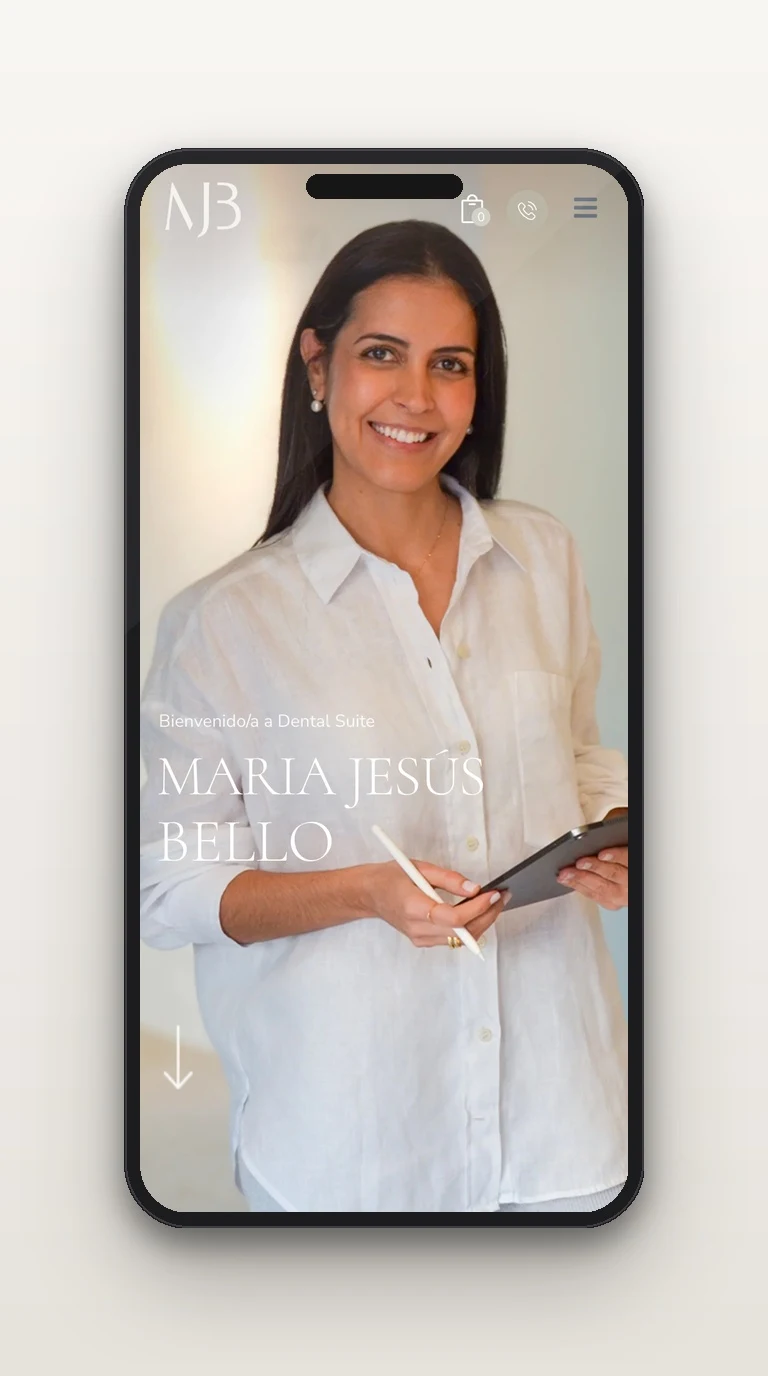 Mockup vertical smartphone de María Jesús Bello Odontología Estética